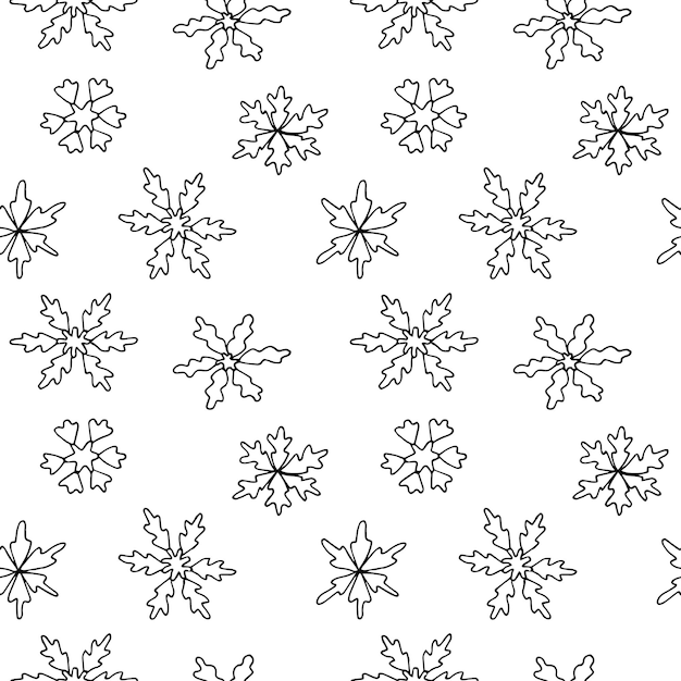 Ilustración vectorial dibujada a mano con el patrón sin costuras de los copos de nieve