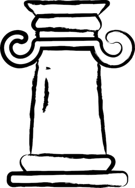 Ilustración vectorial dibujada a mano del pilar griego jónico