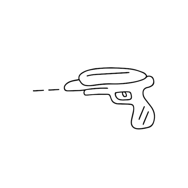 Ilustración vectorial dibujada a mano de una pistola de juguete aislada sobre un fondo blanco