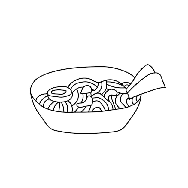 Ilustración vectorial dibujada a mano de un plato de fideos
