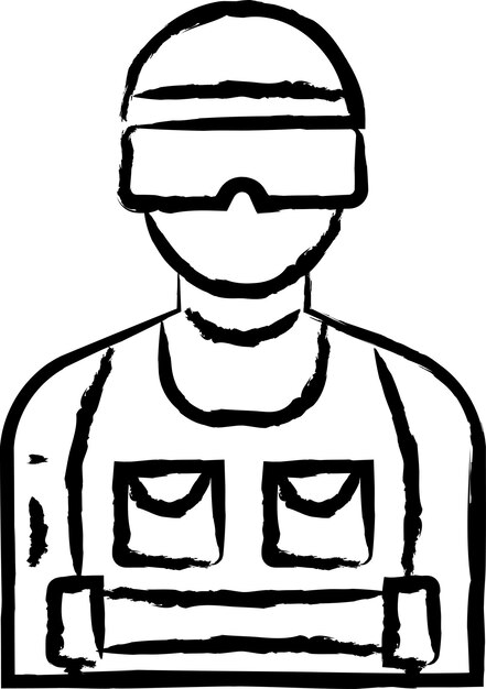 Ilustración vectorial dibujada a mano por la policía antidisturbios