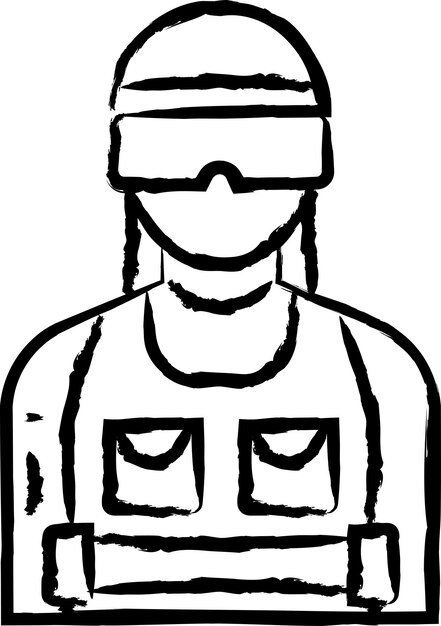 Ilustración vectorial dibujada a mano por la policía antidisturbios