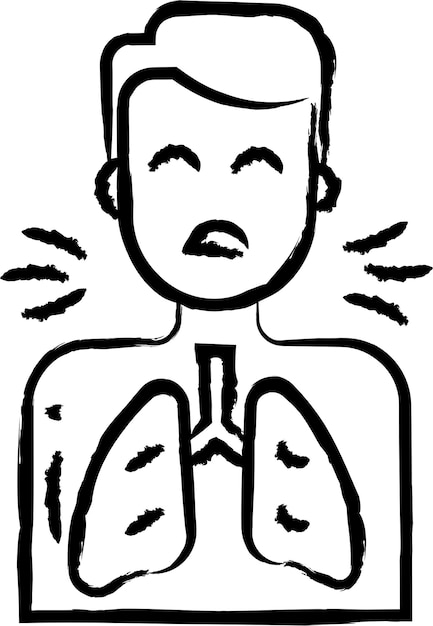 Vector ilustración vectorial dibujada a mano del problema de la respiración