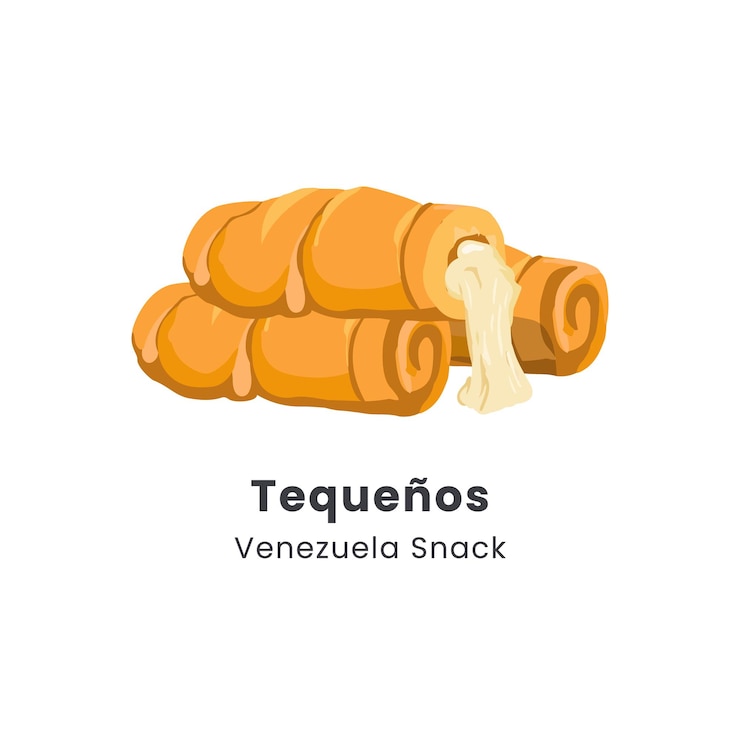 Vector ilustración vectorial dibujada a mano del queso tequenos, un bocadillo tradicional de venezuela