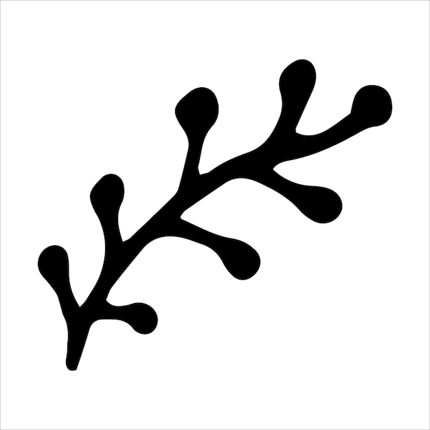 Ilustración vectorial dibujada a mano de una rama negra aislada sobre un fondo blanco