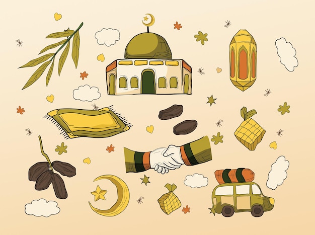 Ilustración vectorial dibujada a mano de Ramadán Ramadán