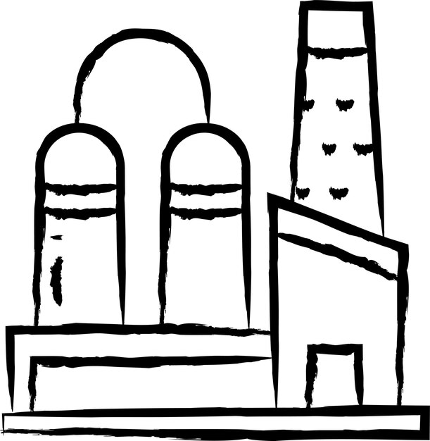 Ilustración vectorial dibujada a mano de la refinería