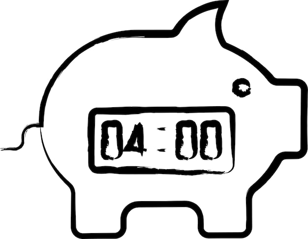 Ilustración vectorial dibujada a mano de un reloj digital