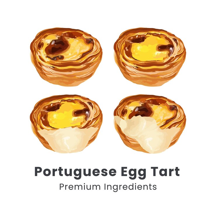 Vector ilustración vectorial dibujada a mano de tartas de huevo portuguesas