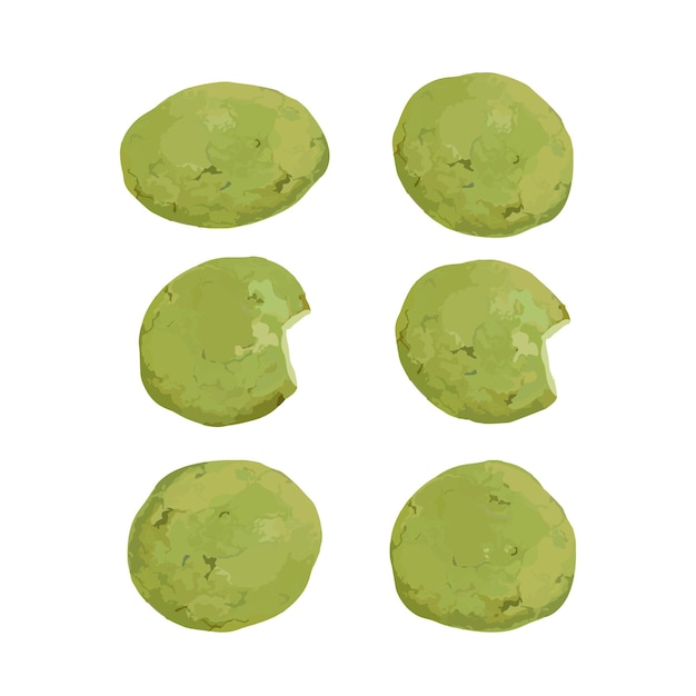 Ilustración vectorial dibujada a mano de té verde o galletas de matcha