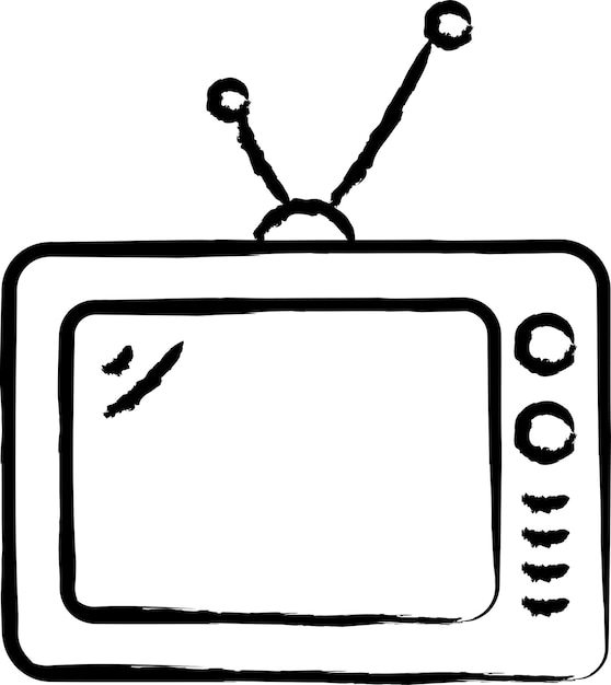 Ilustración vectorial dibujada a mano de la televisión retro