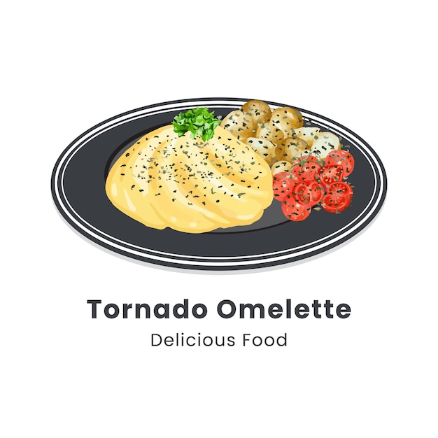 Ilustración vectorial dibujada a mano de una tortilla en un plato