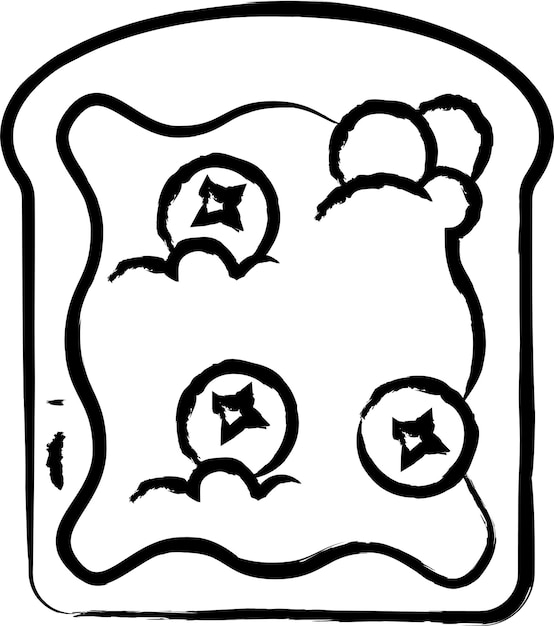 Ilustración vectorial dibujada a mano de las tostadas de arándanos
