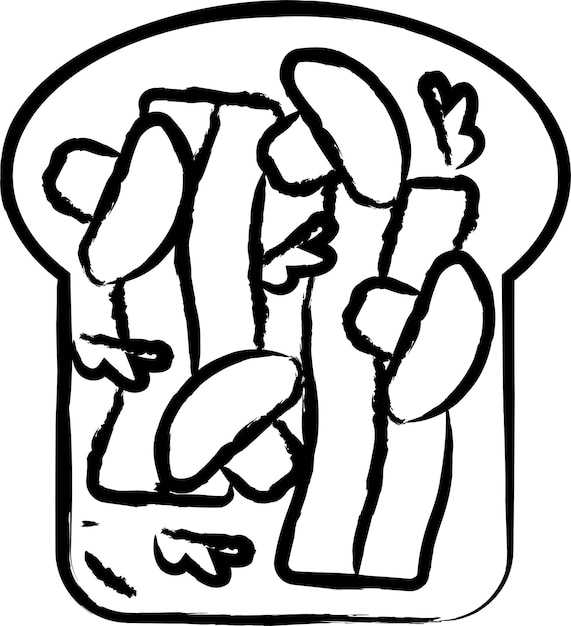 Ilustración vectorial dibujada a mano de las tostadas de tocino