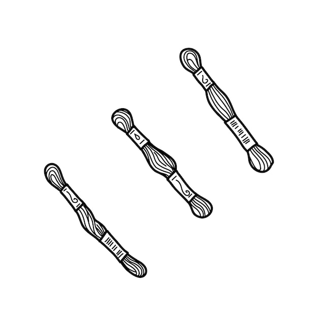 Ilustración vectorial dibujada a mano de las trenzas de Mulin para la costura
