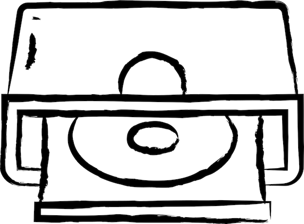 Ilustración vectorial dibujada a mano de una unidad de CD