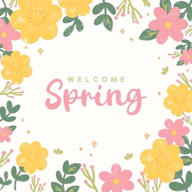 Ilustración vectorial de dibujo de bienvenida a la primavera