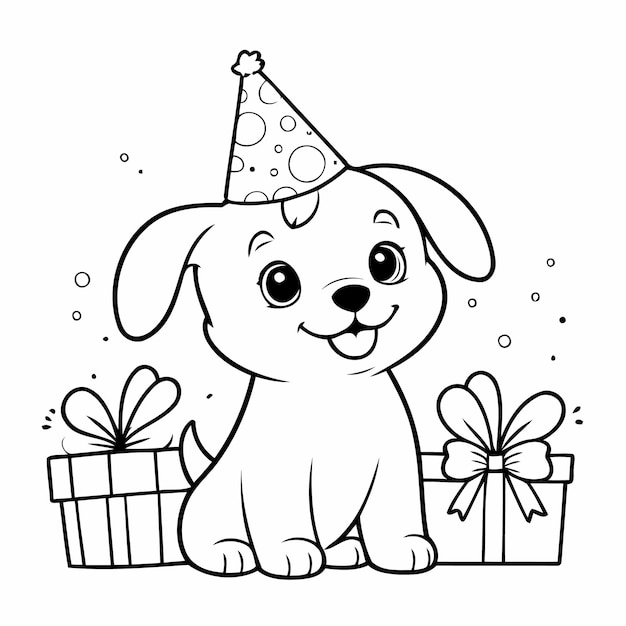 Vector ilustración vectorial de un dibujo de cachorro lindo para niños página de colorear