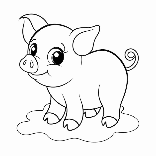 Ilustración vectorial de dibujo de cerdo