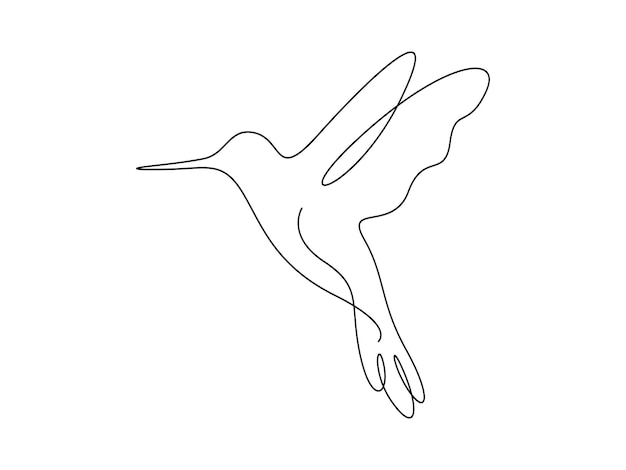 Ilustración vectorial de dibujo de un colibrí en una línea continua