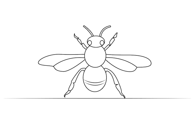 Ilustración vectorial de dibujo continuo de una línea de abejas melíferas