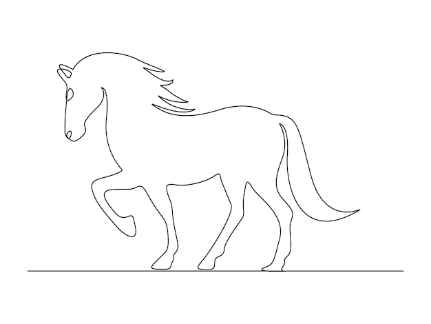 Ilustración vectorial de dibujo continuo de una línea de caballo