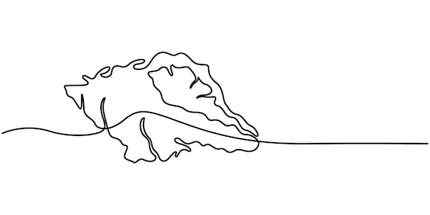 Ilustración vectorial de dibujo continuo de una línea de conchas marinas Dibujo de línea continua de conchas de vieiras