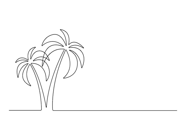 Ilustración vectorial de dibujo continuo de una línea de palma