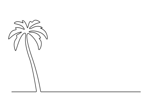 Ilustración vectorial de dibujo continuo de una línea de palma
