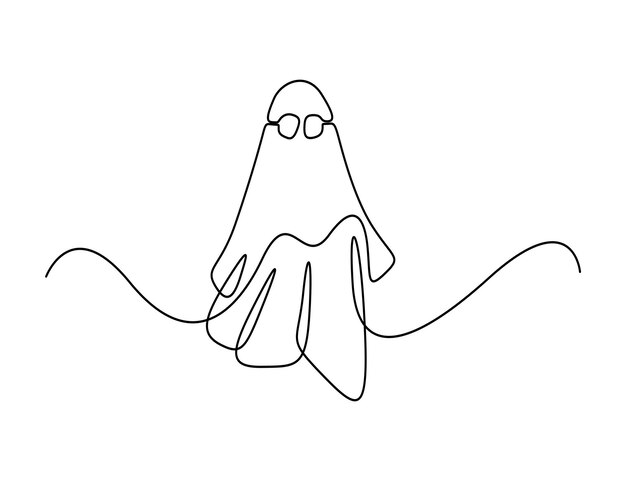 Ilustración vectorial de dibujo continuo de una sola línea de Halloween