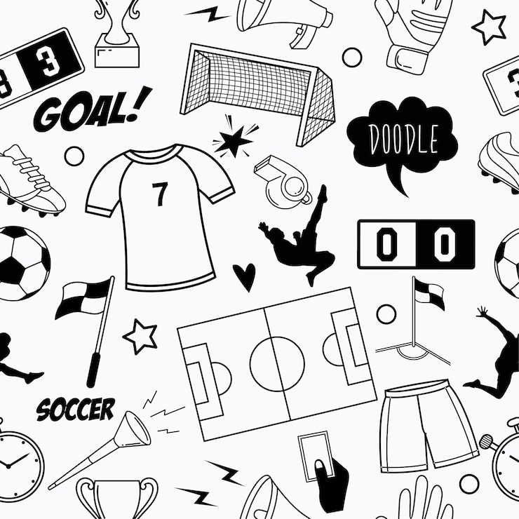 Vector ilustración vectorial de dibujo sin costuras de fútbol