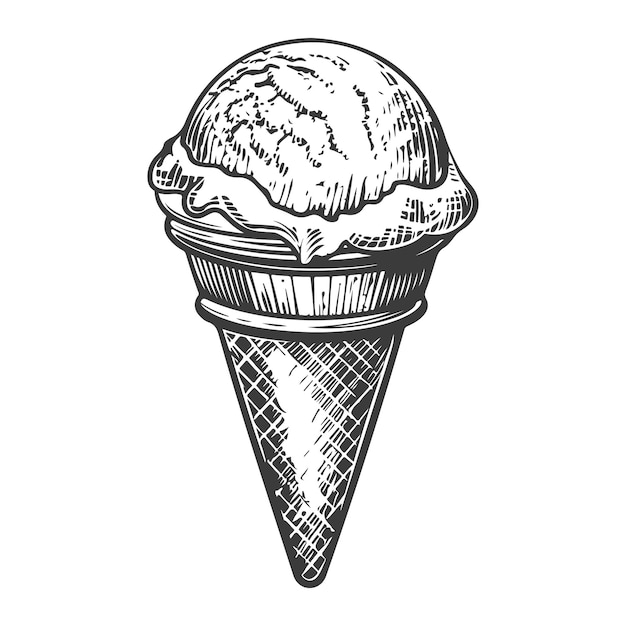 Ilustración vectorial de dibujo de grabado en madera de helado vintage
