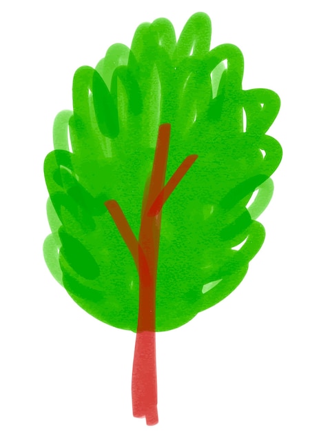 Ilustración vectorial del dibujo infantil del árbol