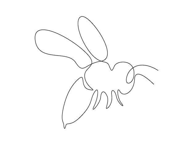 Ilustración vectorial de dibujo de una línea continua de abejas melíferas