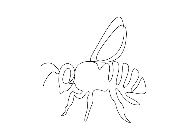 Ilustración vectorial de dibujo de una línea continua de abejas melíferas