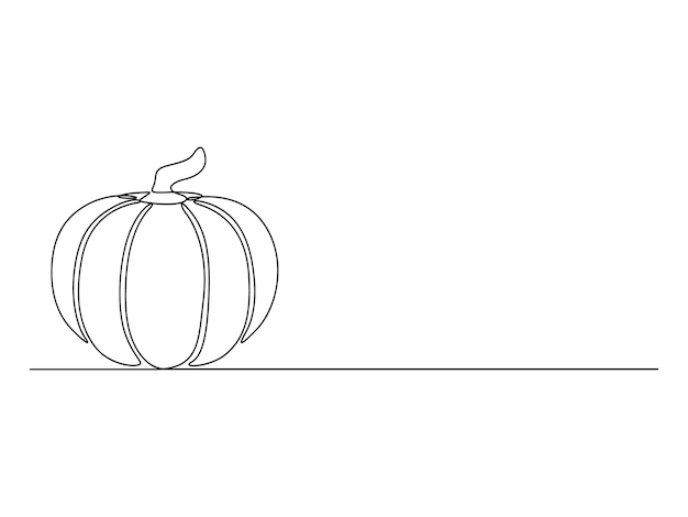 Ilustración vectorial de dibujo de una línea continua de calabaza