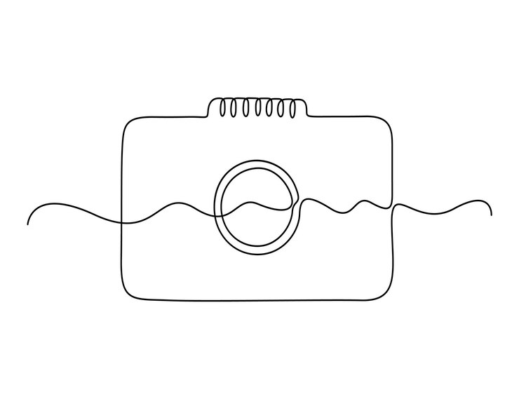Vector ilustración vectorial de dibujo de una línea continua con cámara hd