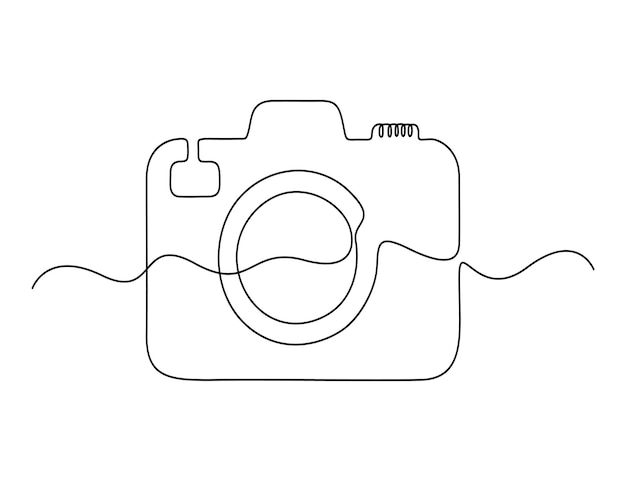 Ilustración vectorial de dibujo de una línea continua con cámara HD