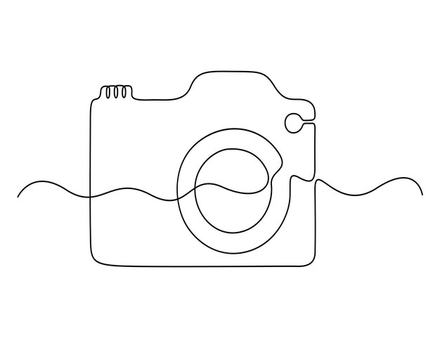 Ilustración vectorial de dibujo de una línea continua con cámara HD