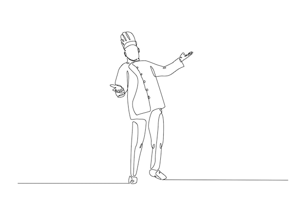 Ilustración vectorial de dibujo de una línea continua de chef profesional