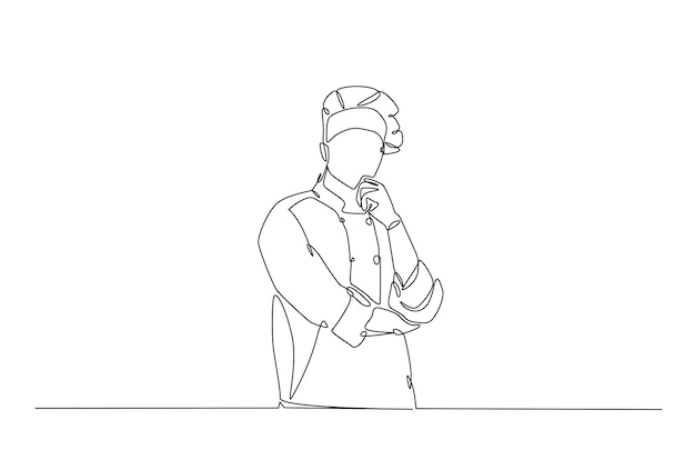 Ilustración vectorial de dibujo de una línea continua de chef profesional