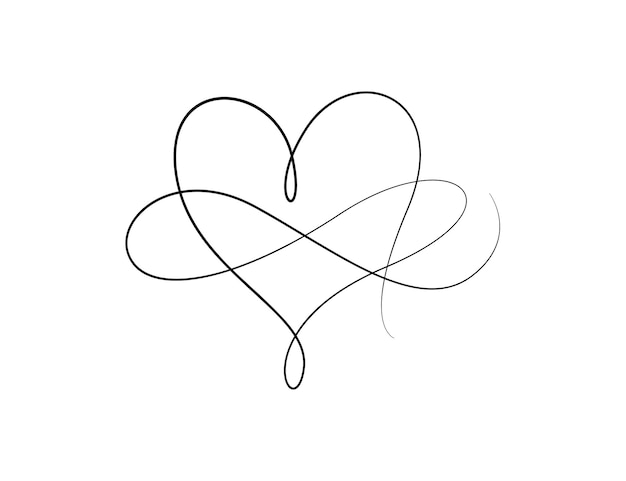Ilustración vectorial de dibujo de una línea continua del corazón