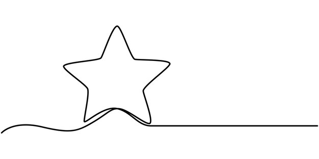 Ilustración vectorial de dibujo de una línea continua de estrellas Ilustración vectoria premium de dibujo continuo de líneas de iconos de estrellas