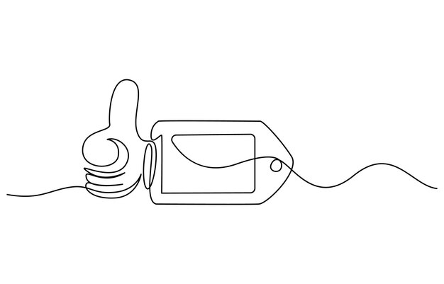 Ilustración vectorial de dibujo de una línea continua de la etiqueta de premio en blanco roja