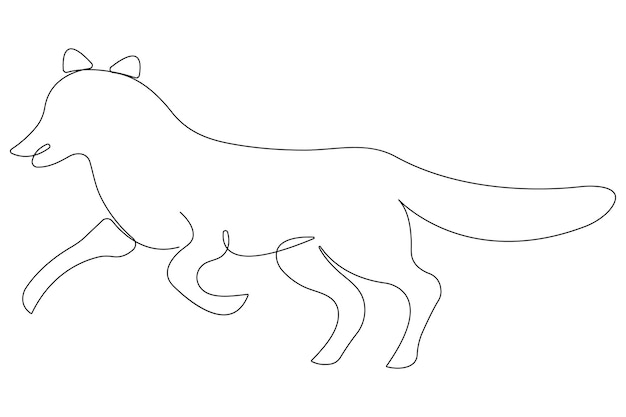 Ilustración vectorial de dibujo de una línea continua de Fox