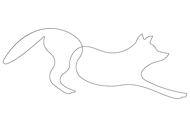 Ilustración vectorial de dibujo de una línea continua de Fox