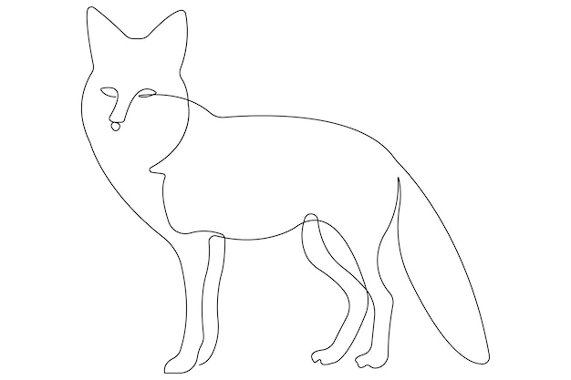 Ilustración vectorial de dibujo de una línea continua de Fox