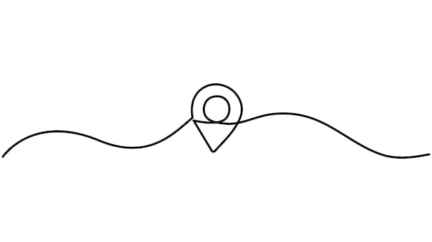 Ilustración vectorial de dibujo en línea continua con icono de ubicación minimalista