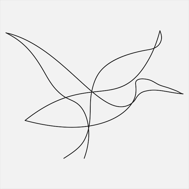 Ilustración vectorial de dibujo de línea continua a mano arte de la garza