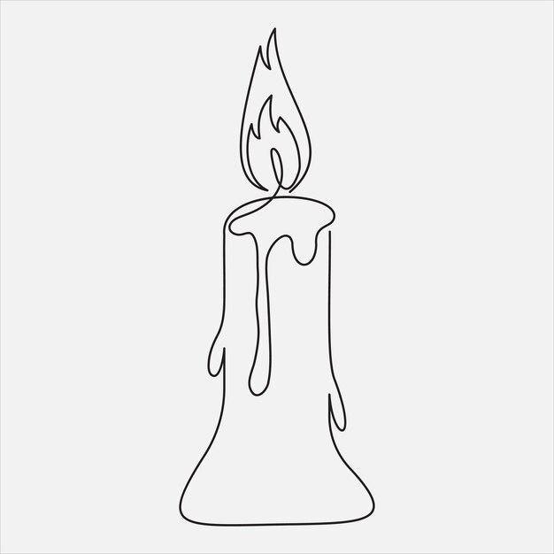 Ilustración vectorial de dibujo de línea continua a mano arte de velas